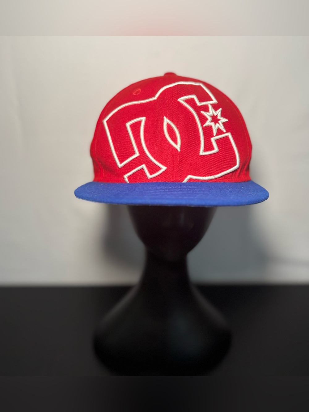 DC Red Crown with Blue Flat Brim Snapback